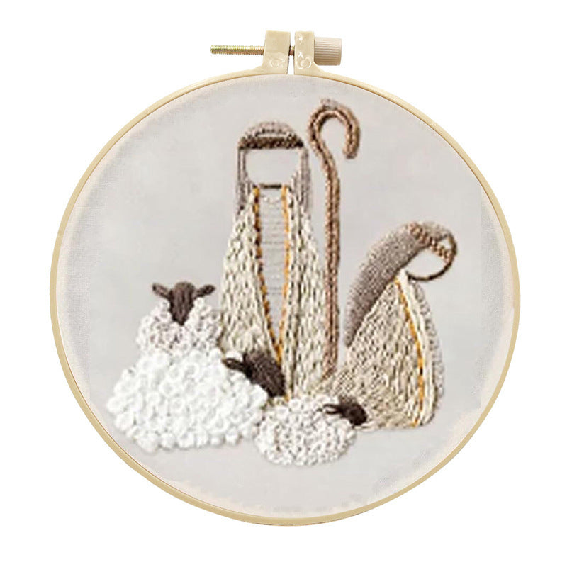 KTX-069779 Embroidery DIY Religious Retro Character Fabric Cotton and Linen Material Set