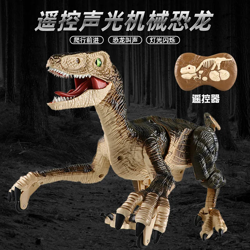 HKM-069779 Remote Control Velociraptor Dinosaur Toy with Sound and Light, 2.4G Wireless, Multi-Function, Indoor-Outdoor Play
