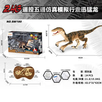 HKM-069779 Remote Control Velociraptor Dinosaur Toy with Sound and Light, 2.4G Wireless, Multi-Function, Indoor-Outdoor Play