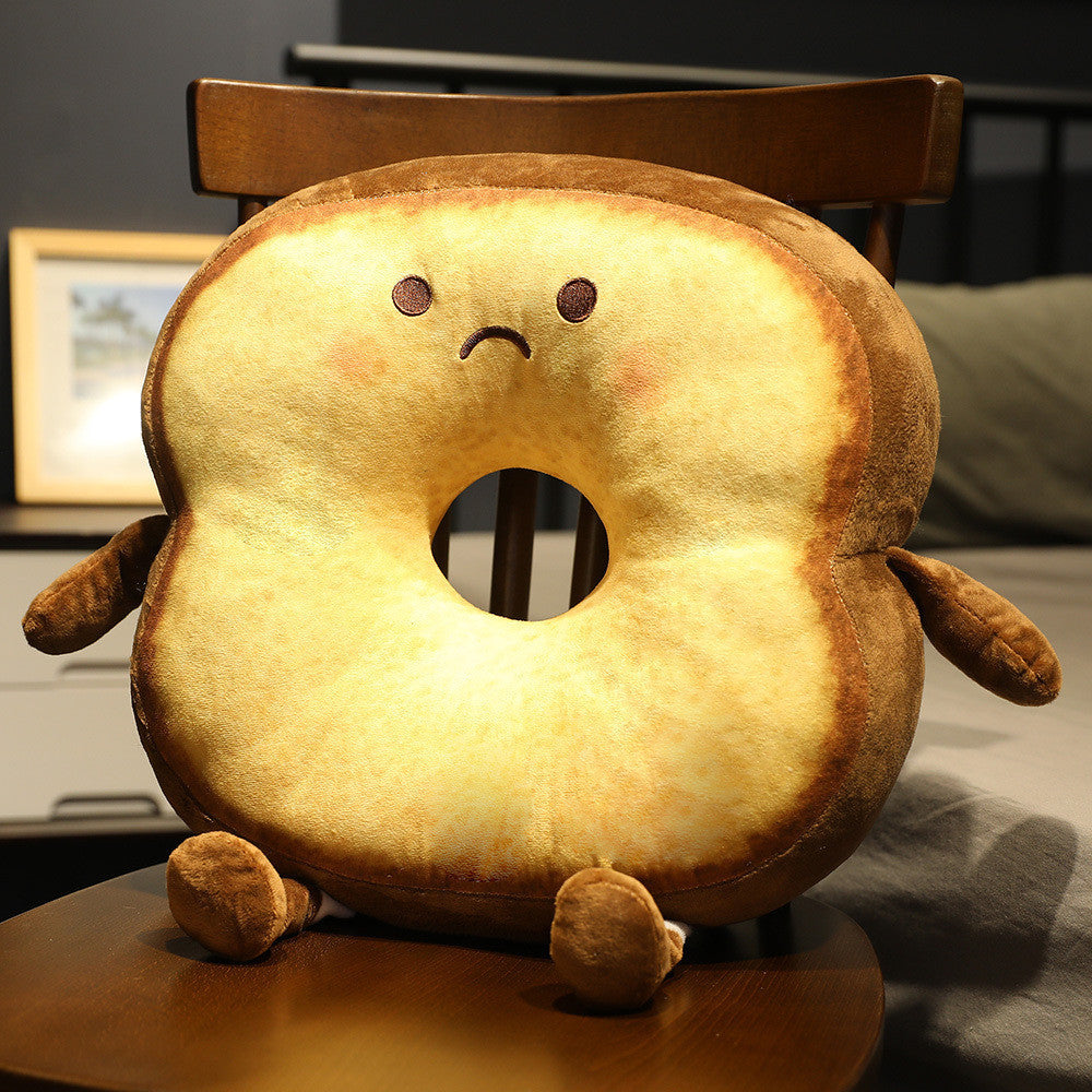 HKM-069907 Realistic Bread Slice Cushion – Soft Crystal Fabric, 40x40x10cm, Ideal for Home Decor