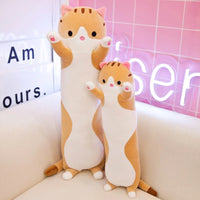 HKM-070035 Cute Cartoon Cat Plush Pillow - Soft Long Cat Stuffed Toy for Kids, Home Decoration - Available in Various Sizes