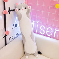 HKM-070035 Cute Cartoon Cat Plush Pillow - Soft Long Cat Stuffed Toy for Kids, Home Decoration - Available in Various Sizes