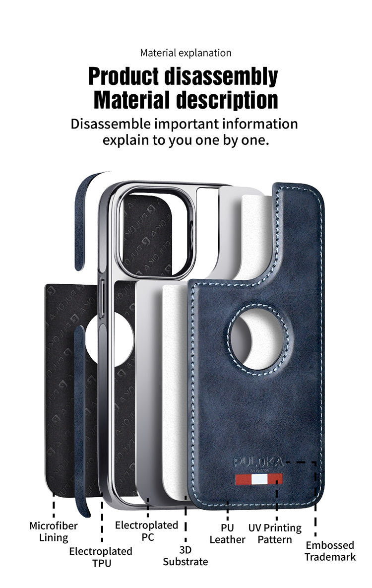 HKM-070035 PU Leather Plated Shockproof Case for iPhone 13 Pro and iPhone 13