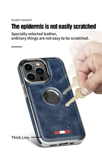 HKM-070035 PU Leather Plated Shockproof Case for iPhone 13 Pro and iPhone 13