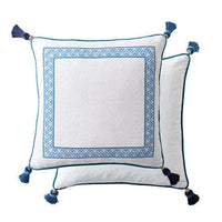 HKM-070163 Blue and White Porcelain Chinese Style Cushion Cover - Linen Plant and Flower Design, Multiple Sizes Available