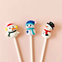HKM-070227 Santa and Snowman Cake Decoration Plugin for Christmas - 11cm Height, Plastic Material