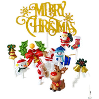 HKM-070227 Santa and Snowman Cake Decoration Plugin for Christmas - 11cm Height, Plastic Material