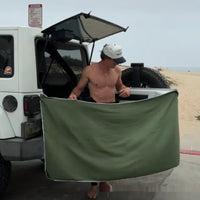 HKM-070355 Magnetic Nylon Bath Towel for Outdoor and Beach Use - Available in Black Gray, Army Green, and White