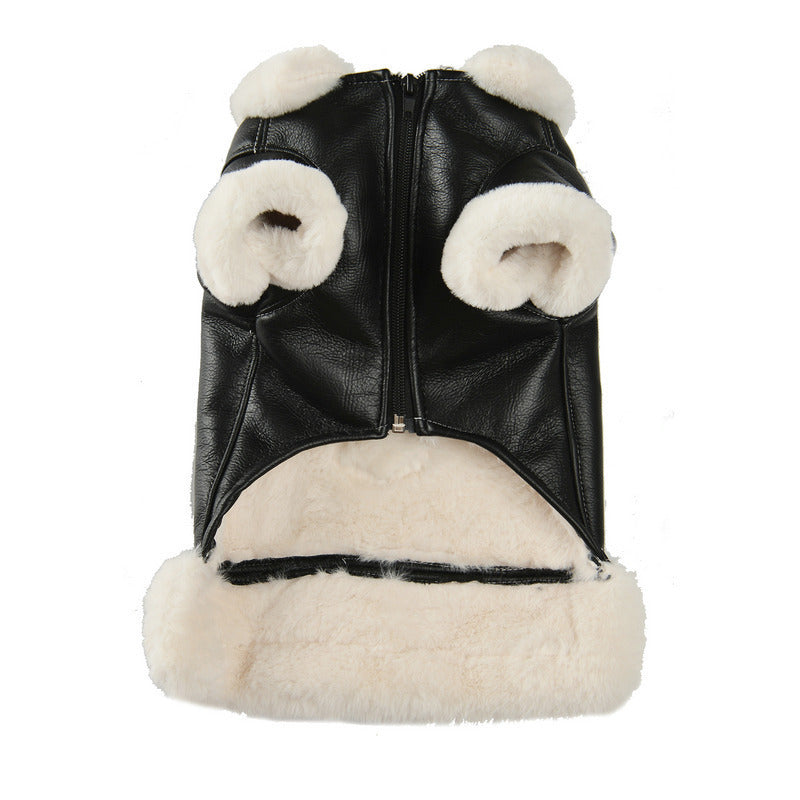 HKM-070355 Stylish Leather Jackets for Pets in Black and Brown, Sizes XS to L