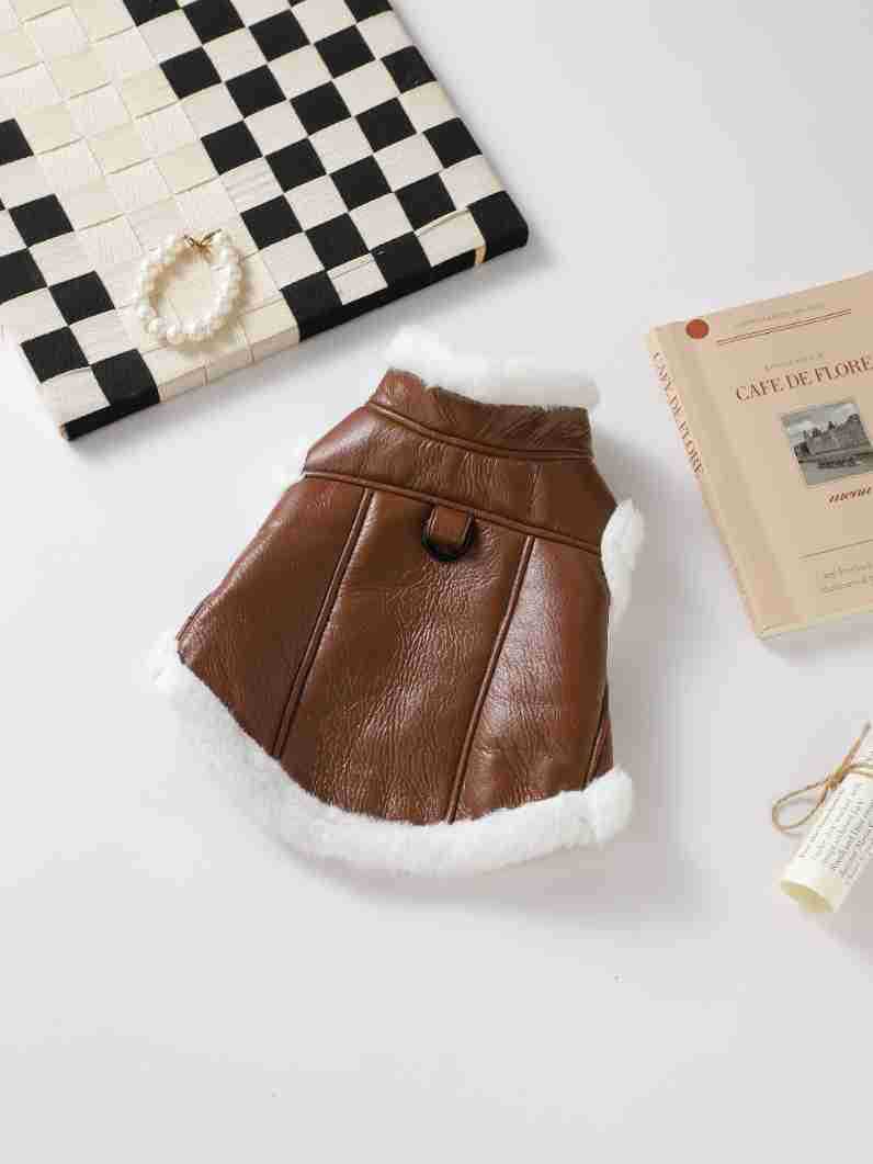 HKM-070355 Stylish Leather Jackets for Pets in Black and Brown, Sizes XS to L