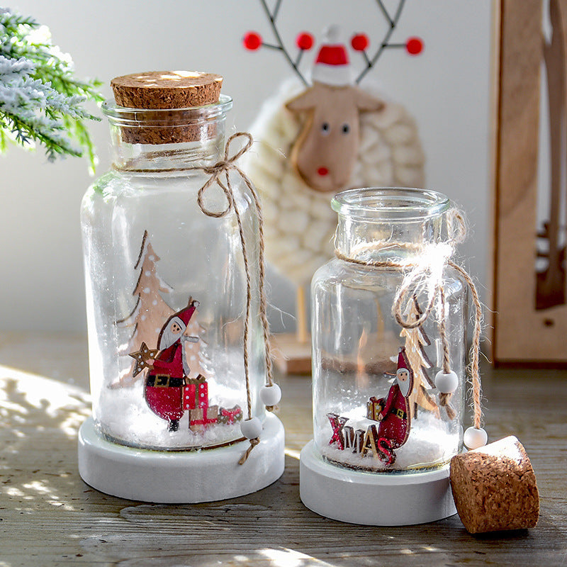 HKM-070547 Snow Bottle Wish Bottle - Northern European Style Glass Tabletop Ornament for Christmas Decor