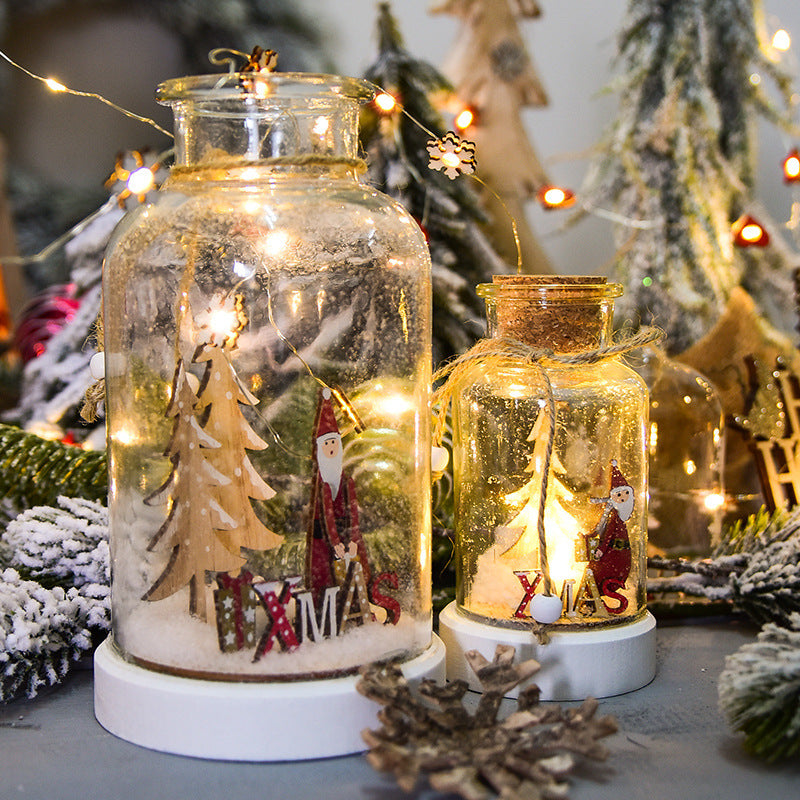 HKM-070547 Snow Bottle Wish Bottle - Northern European Style Glass Tabletop Ornament for Christmas Decor