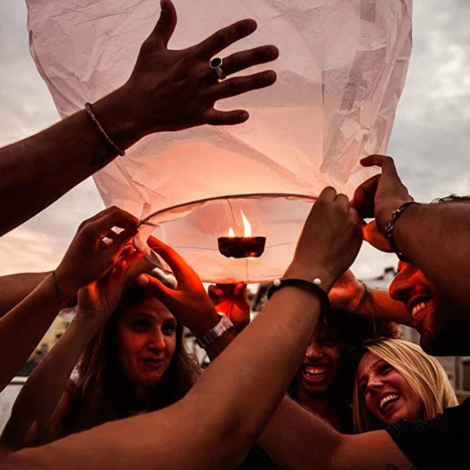 KTX-070611 Large White Flame Retardant Kongming Lantern for Wish Making, Handmade Sky Lantern