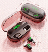 HKM-070675 Bluetooth 5.0 Wireless Stereo Headset with LED Digital Display and Voice Control