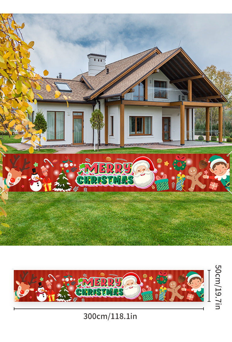 HKM-070739 Christmas Polyester Banner Decoration - 300x50cm Festive Holiday Display
