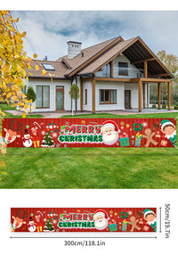 HKM-070739 Christmas Polyester Banner Decoration - 300x50cm Festive Holiday Display