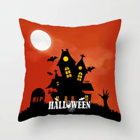 HKM-070931 Halloween Decorative Sofa Cushion Cover and Pillowcase, Peach Skin Fabric, Chemical Fiber Pattern, Cozy Home Accent