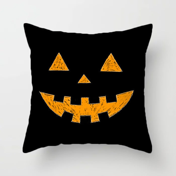 HKM-070931 Halloween Decorative Sofa Cushion Cover and Pillowcase, Peach Skin Fabric, Chemical Fiber Pattern, Cozy Home Accent