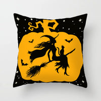 HKM-070931 Halloween Decorative Sofa Cushion Cover and Pillowcase, Peach Skin Fabric, Chemical Fiber Pattern, Cozy Home Accent