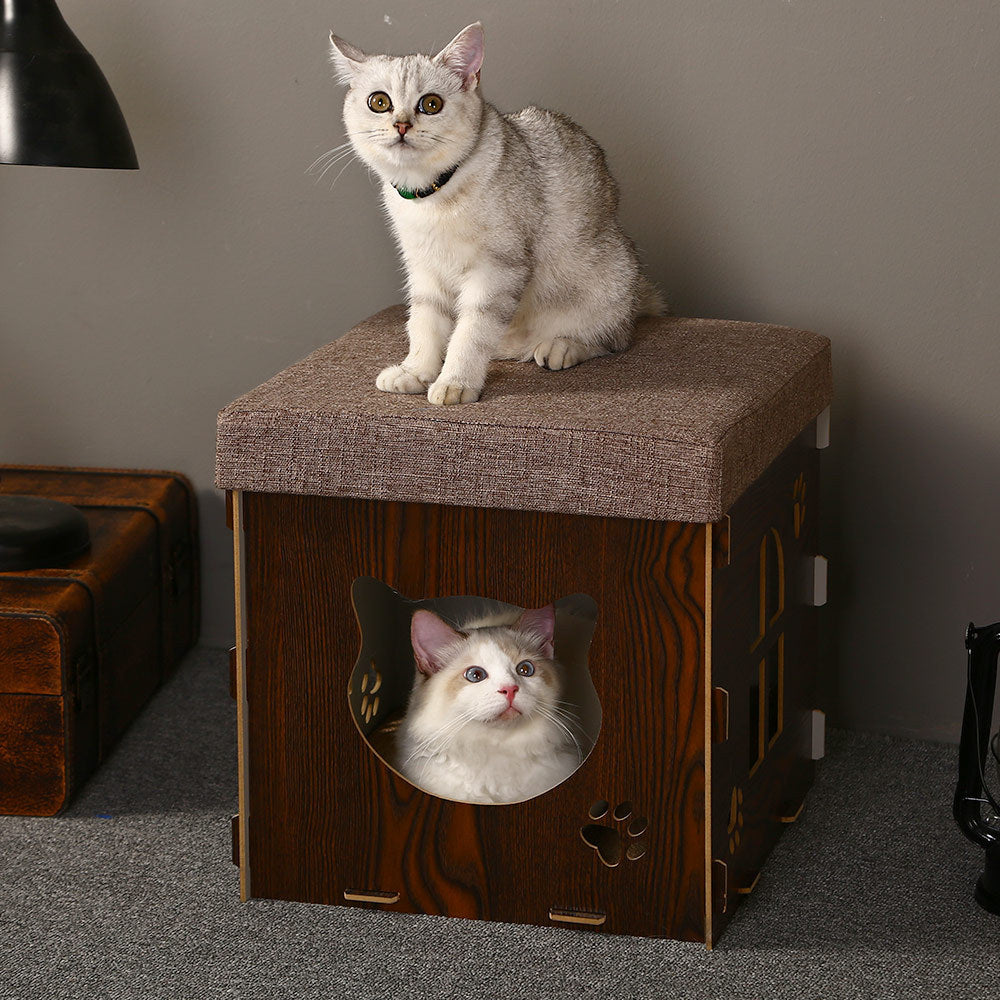 HKM-071123 Detachable Multifunctional Cat Sleeping Bed with Grinding Claw Support - Medium Size