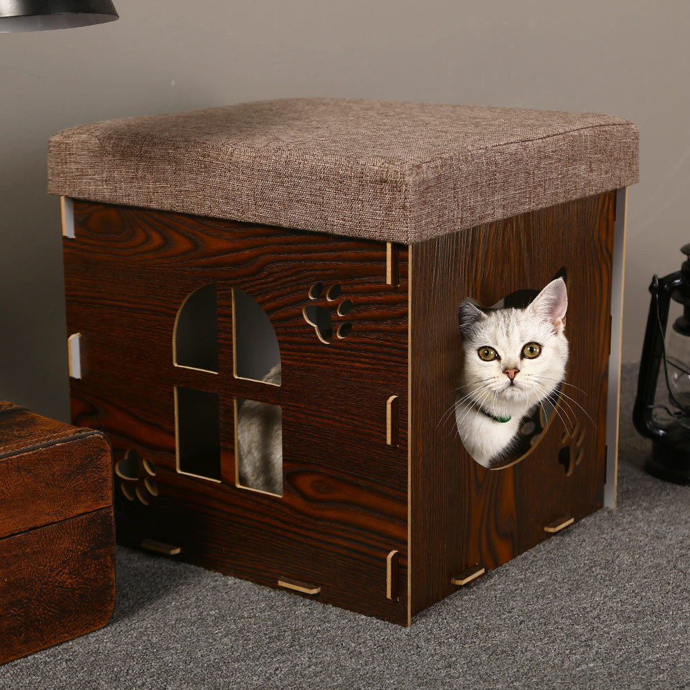 HKM-071123 Detachable Multifunctional Cat Sleeping Bed with Grinding Claw Support - Medium Size