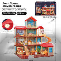 HKM-071187 3D DIY Miniature Dollhouse Model with LED Light - Kids Furniture Craft Puzzle for Ages 6+