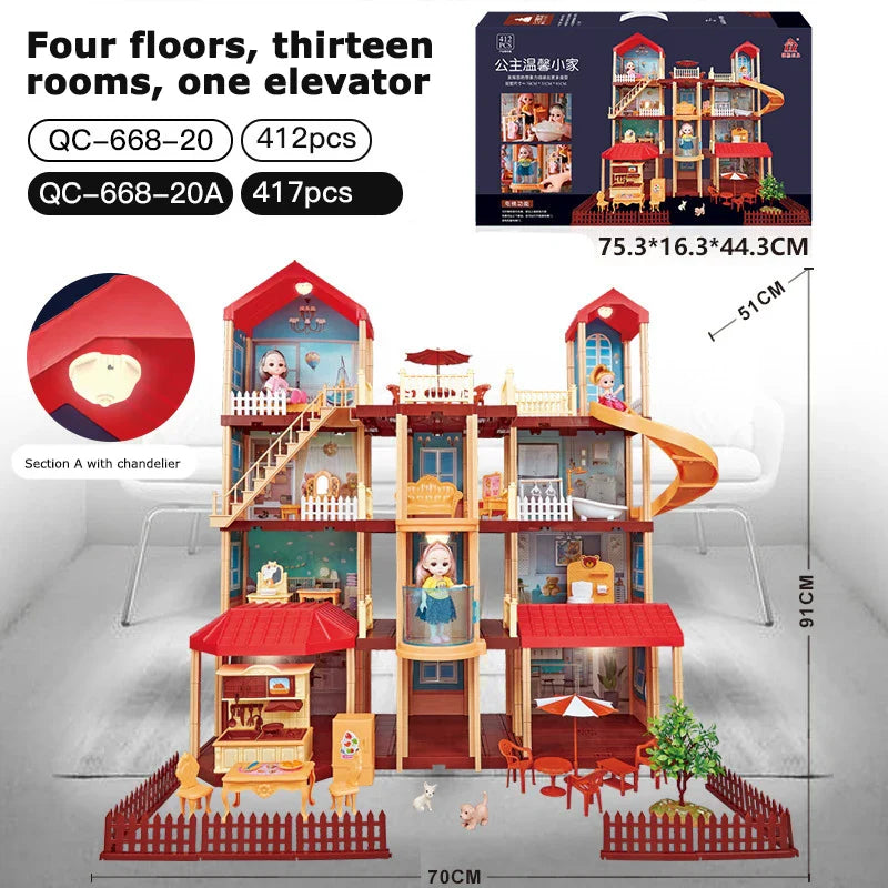 HKM-071187 3D DIY Miniature Dollhouse Model with LED Light - Kids Furniture Craft Puzzle for Ages 6+
