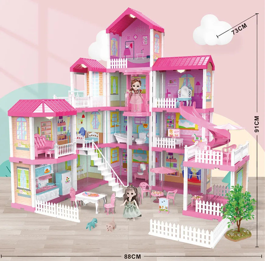 HKM-071187 3D DIY Miniature Dollhouse Model with LED Light - Kids Furniture Craft Puzzle for Ages 6+