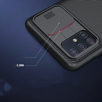 HKM-071187 Samsung A71 Black Mirror Scratch-Resistant Mobile Phone Case with Sliding Cover