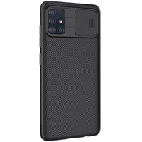 HKM-071187 Samsung A71 Black Mirror Scratch-Resistant Mobile Phone Case with Sliding Cover
