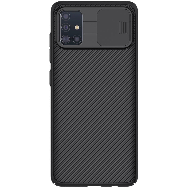 HKM-071187 Samsung A71 Black Mirror Scratch-Resistant Mobile Phone Case with Sliding Cover
