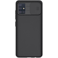 HKM-071187 Samsung A71 Black Mirror Scratch-Resistant Mobile Phone Case with Sliding Cover