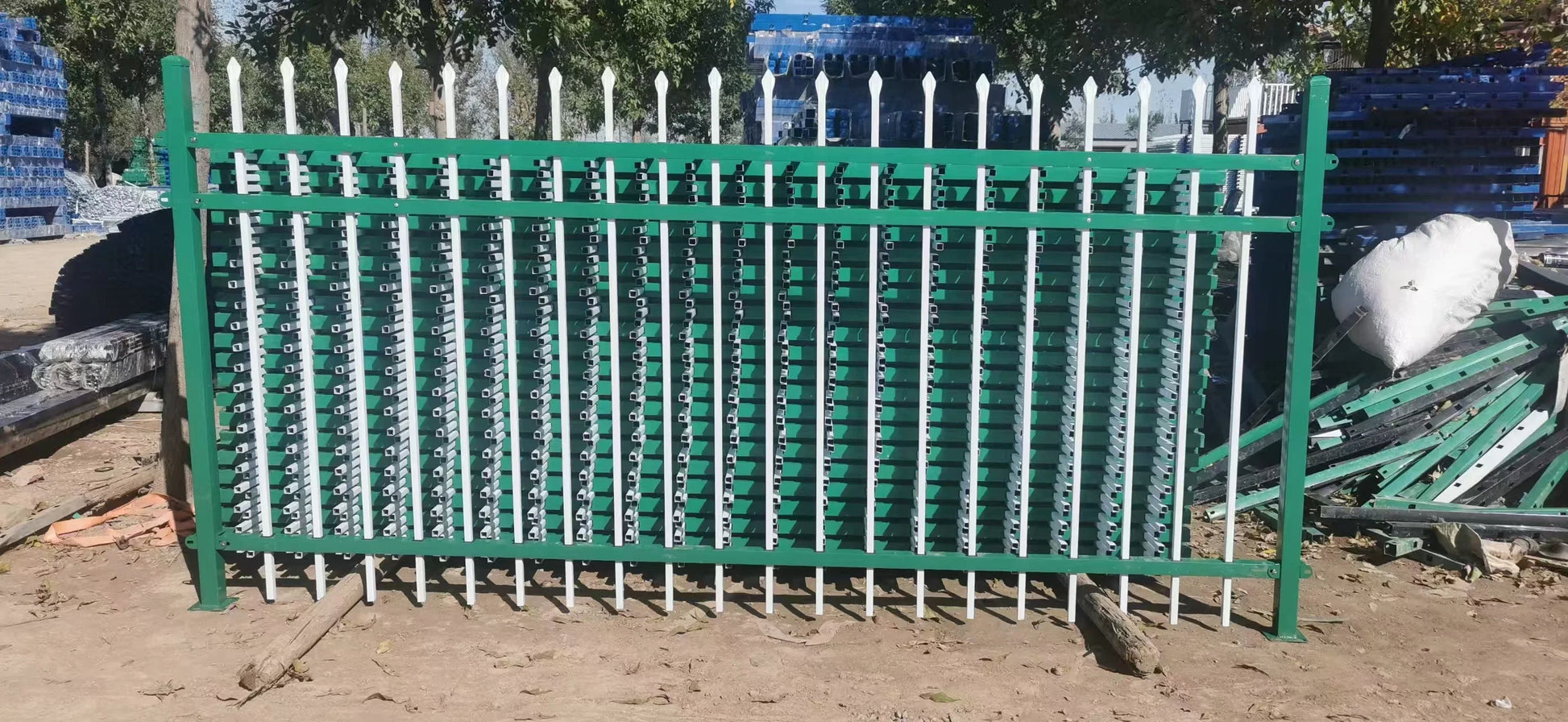 KTX-071443 Corten Steel Anti-Climb Decorative Fence - Outdoor Wrought Iron Guardrail with Black Powder Coating