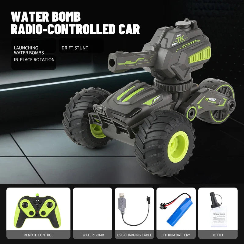 HKM-071507 Water Bomb Remote Control Stunt Car Toy with Gel Blaster for Kids - 2-in-1 Electric RC Truck