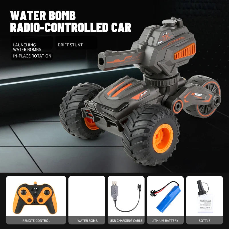 HKM-071507 Water Bomb Remote Control Stunt Car Toy with Gel Blaster for Kids - 2-in-1 Electric RC Truck