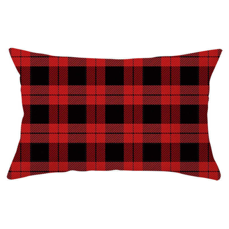 HKM-071635 Christmas-Themed Linen Backrest Pillowcase, 30x50cm, Polyester Fabric, Mixed Color Design