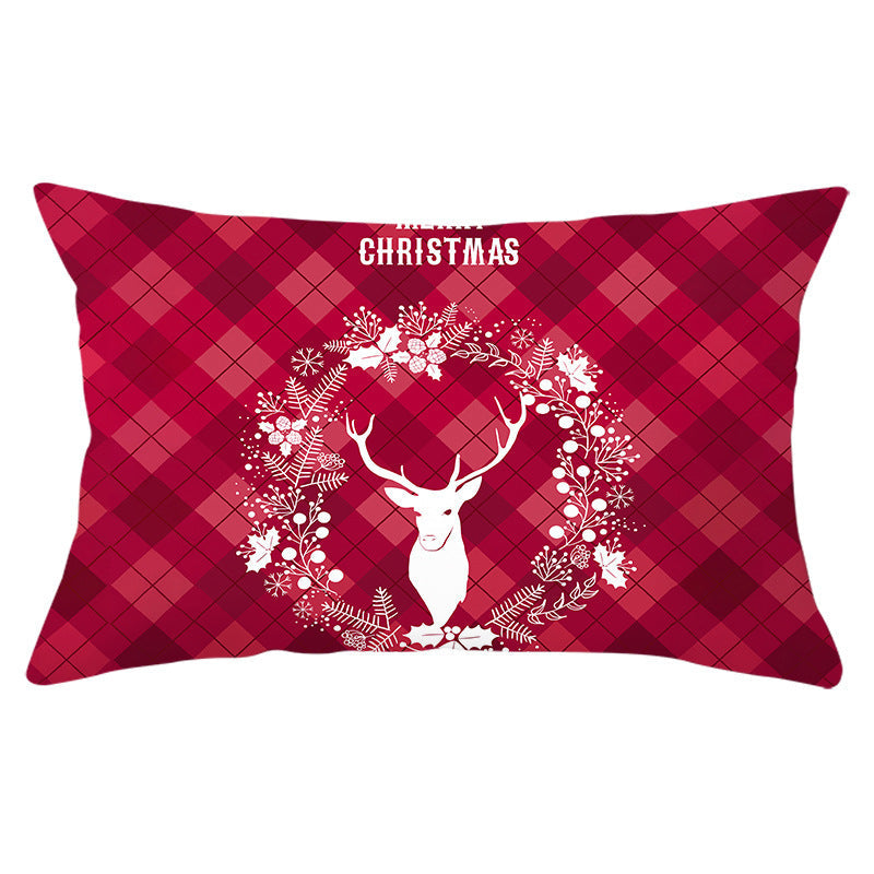 HKM-071635 Christmas-Themed Linen Backrest Pillowcase, 30x50cm, Polyester Fabric, Mixed Color Design