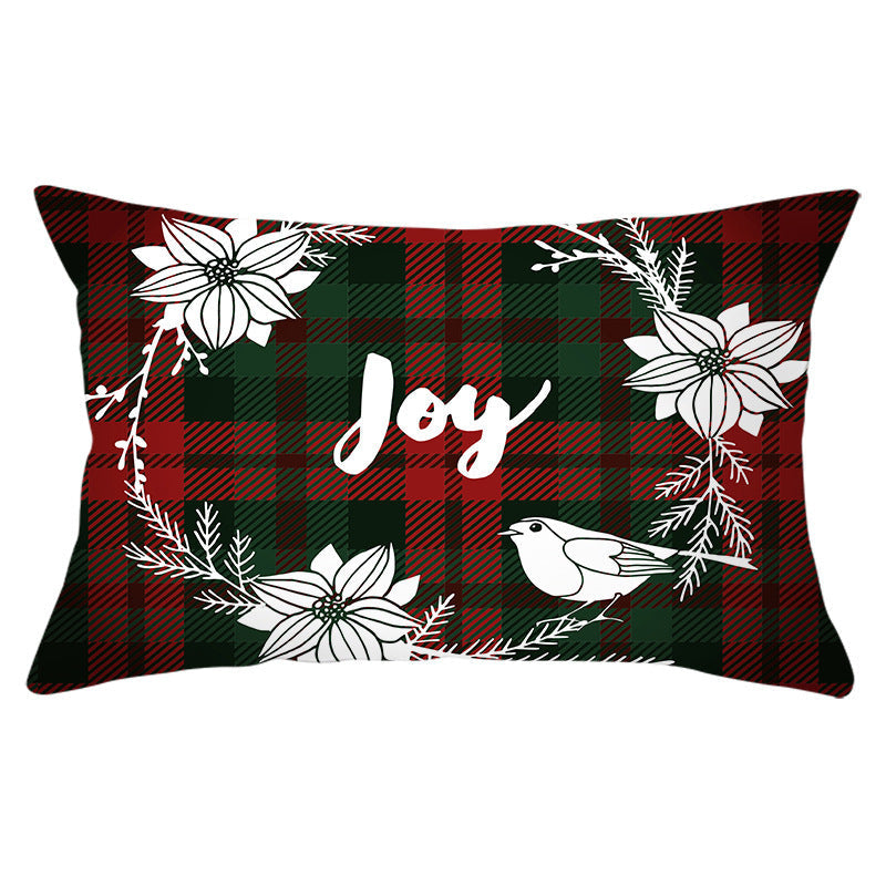 HKM-071635 Christmas-Themed Linen Backrest Pillowcase, 30x50cm, Polyester Fabric, Mixed Color Design