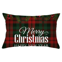 HKM-071635 Christmas-Themed Linen Backrest Pillowcase, 30x50cm, Polyester Fabric, Mixed Color Design