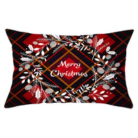 HKM-071635 Christmas-Themed Linen Backrest Pillowcase, 30x50cm, Polyester Fabric, Mixed Color Design