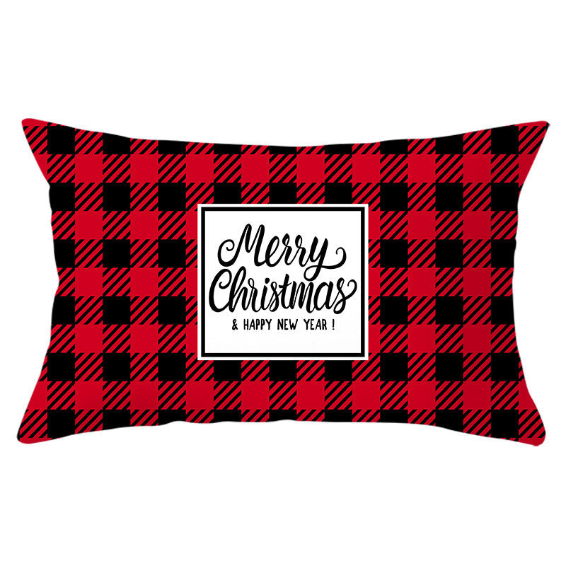 HKM-071635 Christmas-Themed Linen Backrest Pillowcase, 30x50cm, Polyester Fabric, Mixed Color Design