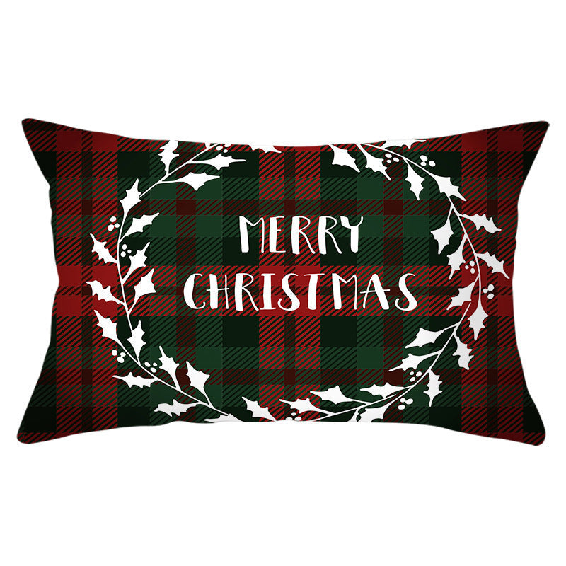 HKM-071635 Christmas-Themed Linen Backrest Pillowcase, 30x50cm, Polyester Fabric, Mixed Color Design