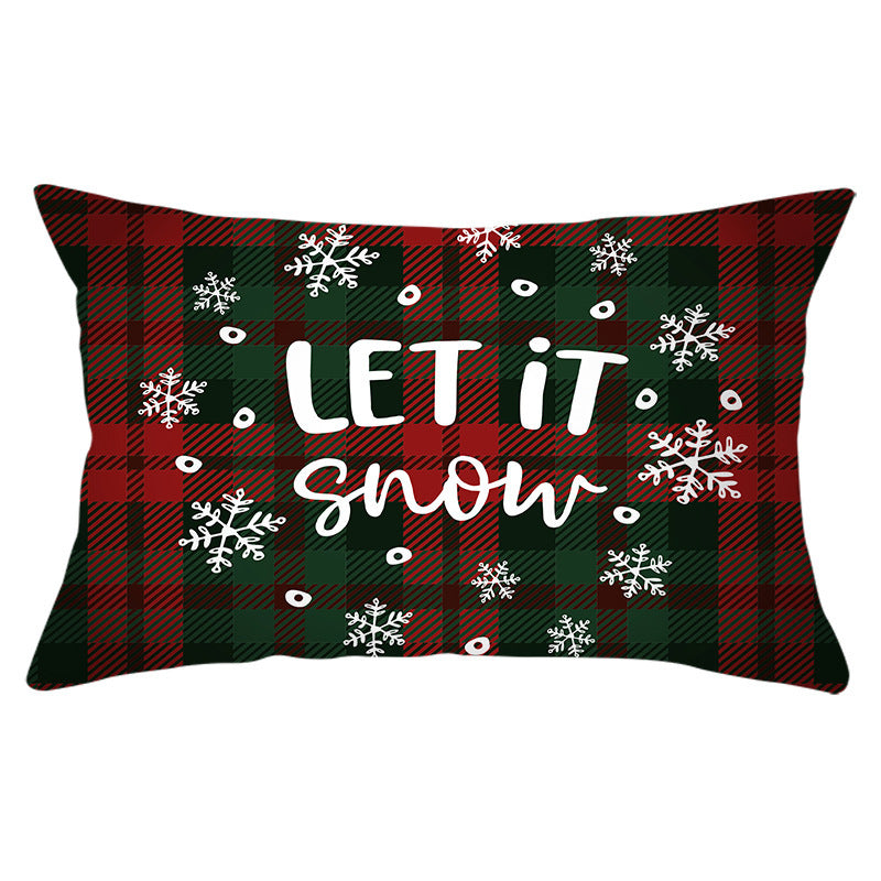 HKM-071635 Christmas-Themed Linen Backrest Pillowcase, 30x50cm, Polyester Fabric, Mixed Color Design