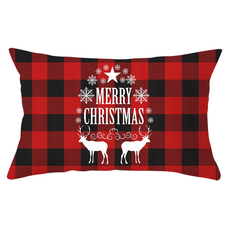 HKM-071635 Christmas-Themed Linen Backrest Pillowcase, 30x50cm, Polyester Fabric, Mixed Color Design