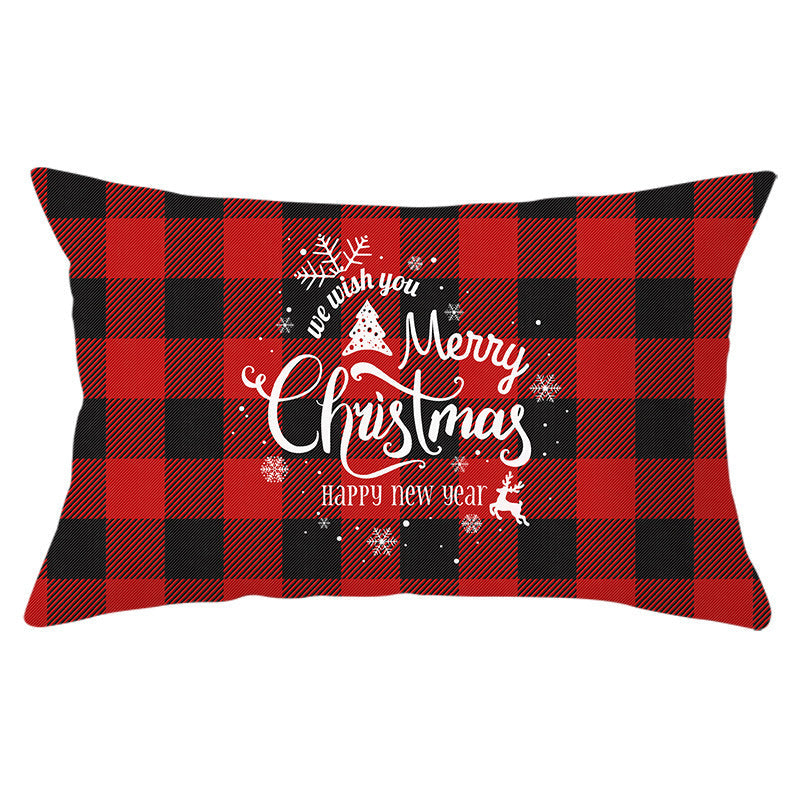 HKM-071635 Christmas-Themed Linen Backrest Pillowcase, 30x50cm, Polyester Fabric, Mixed Color Design