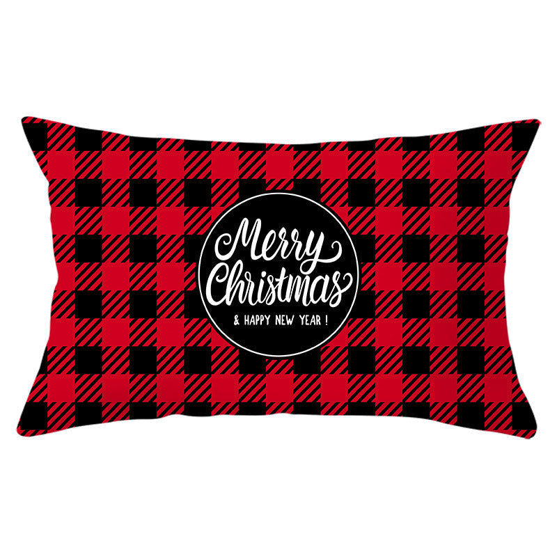 HKM-071635 Christmas-Themed Linen Backrest Pillowcase, 30x50cm, Polyester Fabric, Mixed Color Design
