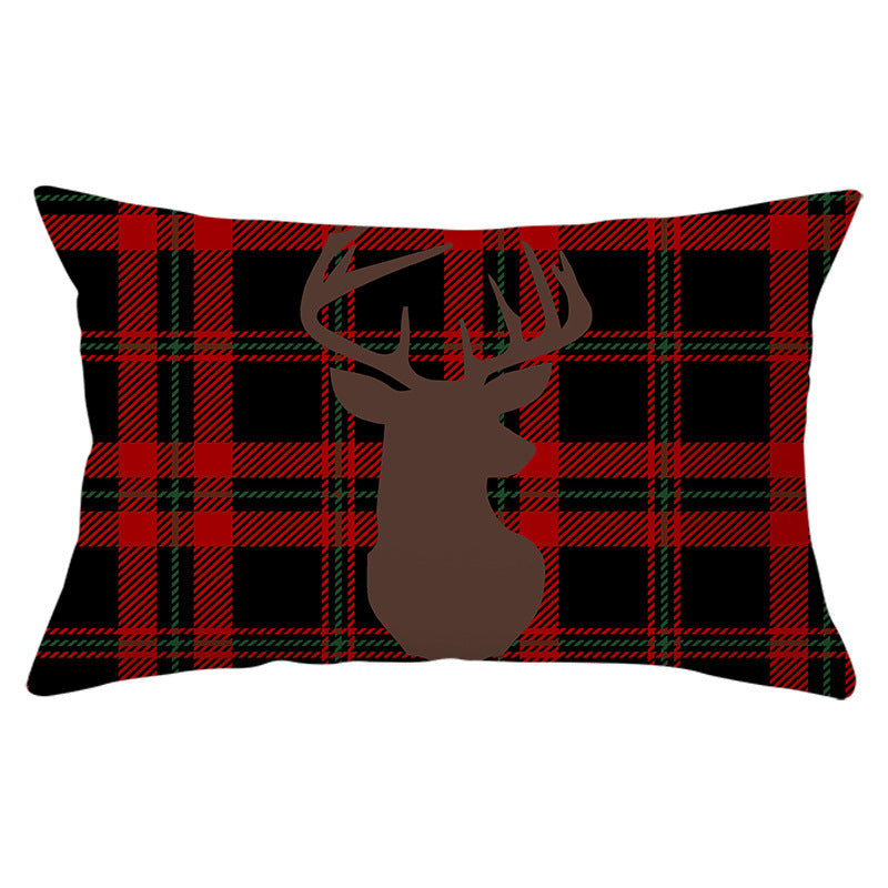 HKM-071635 Christmas-Themed Linen Backrest Pillowcase, 30x50cm, Polyester Fabric, Mixed Color Design