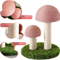 HKM-071763 Mushroom Cat Scratching Post with Natural Sisal and Sturdy Base for Small Cats