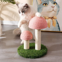 HKM-071763 Mushroom Cat Scratching Post with Natural Sisal and Sturdy Base for Small Cats