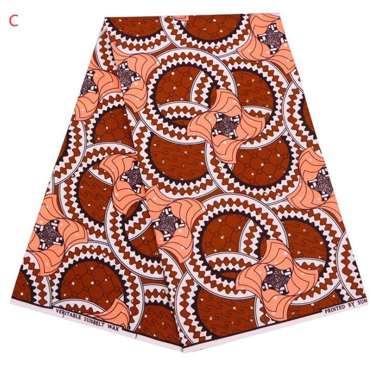 HKM-071763 Vibrant 100% Cotton African Wax Fabric - 6 Yards (5.5 Meters) Uncut
